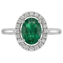 2.50 Carats Prong Set Green Emerald And Natural Earth Mined Diamonds Wedding Ring White Gold