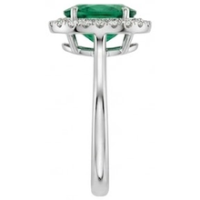 2.50 Carats Prong Set Green Emerald And Natural Earth Mined Diamonds Wedding Ring White Gold