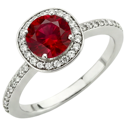 2.50 Carats Red And White Round Ruby Ring Jewellery White Gold 14K