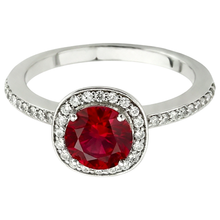 2.50 Carats Red And White Round Ruby Ring Jewellery White Gold 14K