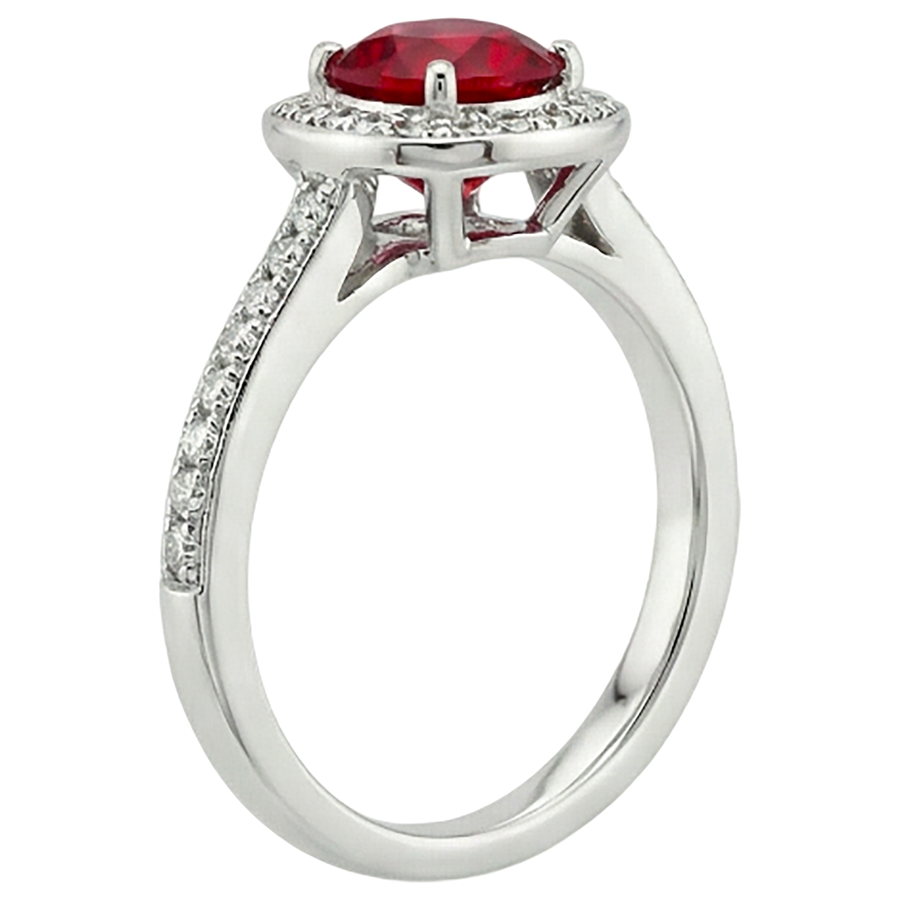 2.50 Carats Red And White Round Ruby Ring Jewellery White Gold 14K