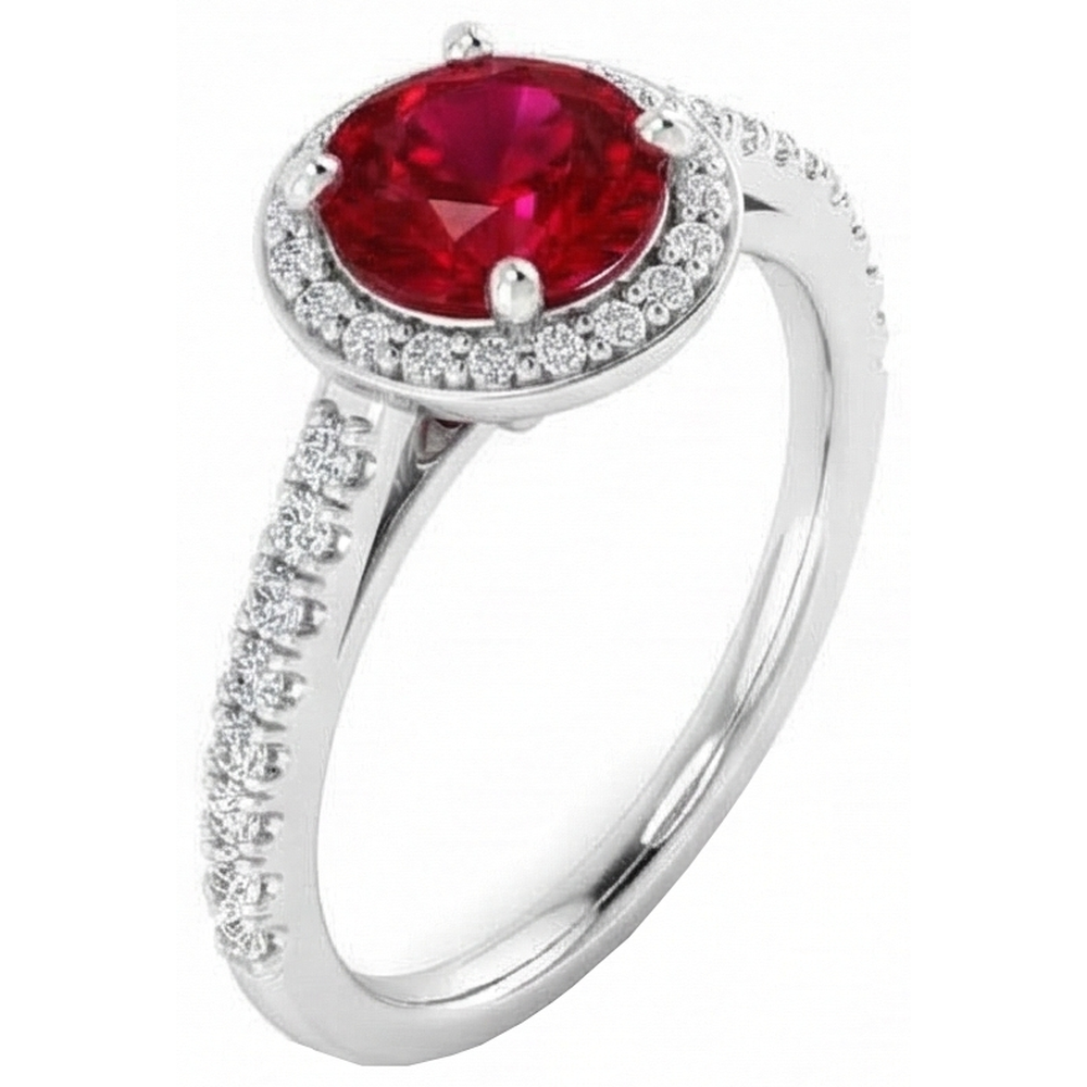 natural round ruby 2.50ct ring on white background