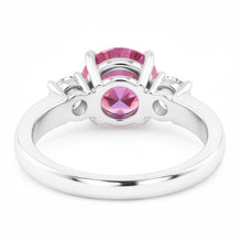 2.50 Carats Round Cut Pink Sapphire Three Stone Ring Gold White 14K