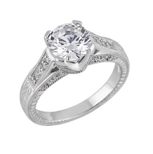 2.50 Carats Round Natural Earth Mined Diamond Engagement Ring Milgrain Vintage Style