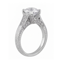 2.50 Carats Round Natural Earth Mined Diamond Engagement Ring Milgrain Vintage Style