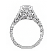 2.50 Carats Round Natural Earth Mined Diamond Engagement Ring Milgrain Vintage Style
