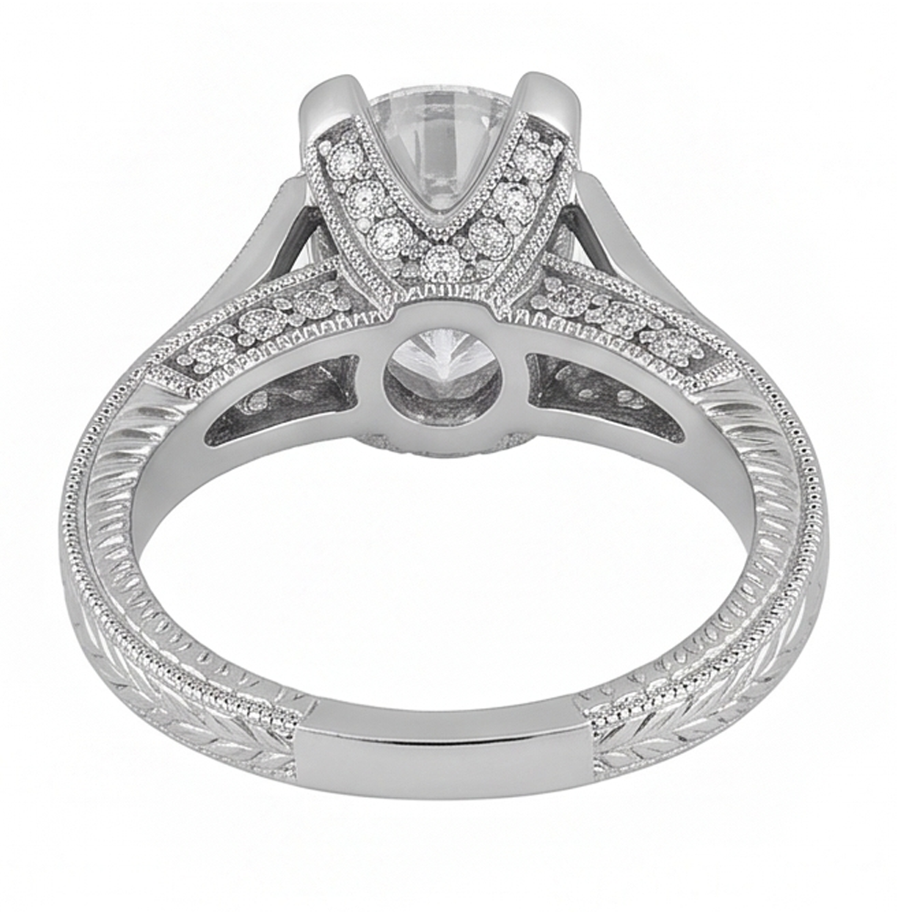 2.50 Carats Round Natural Earth Mined Diamond Engagement Ring Milgrain Vintage Style
