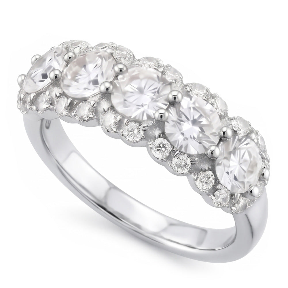 2.50 Carats Round Natural Earth Mined Diamond Women's Anniversary Ring White Gold 14K