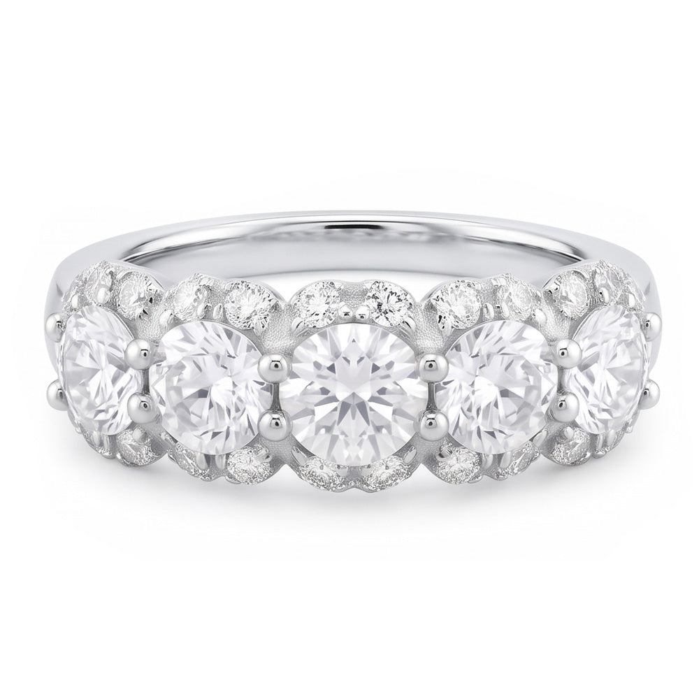 2.50 Carats Round Natural Earth Mined Diamond Women's Anniversary Ring White Gold 14K