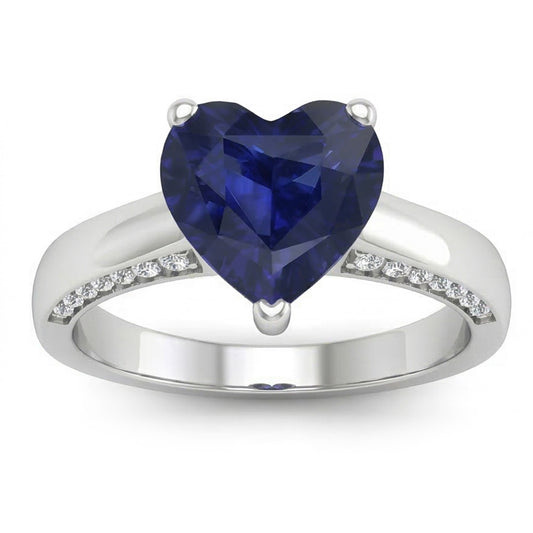 2.50 Carats Solitaire Ceylon Sapphire Ring Prong Set White Gold