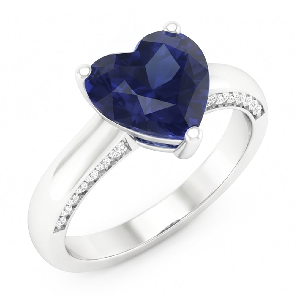 2.50 Carats Solitaire Ceylon Sapphire Ring Prong Set White Gold