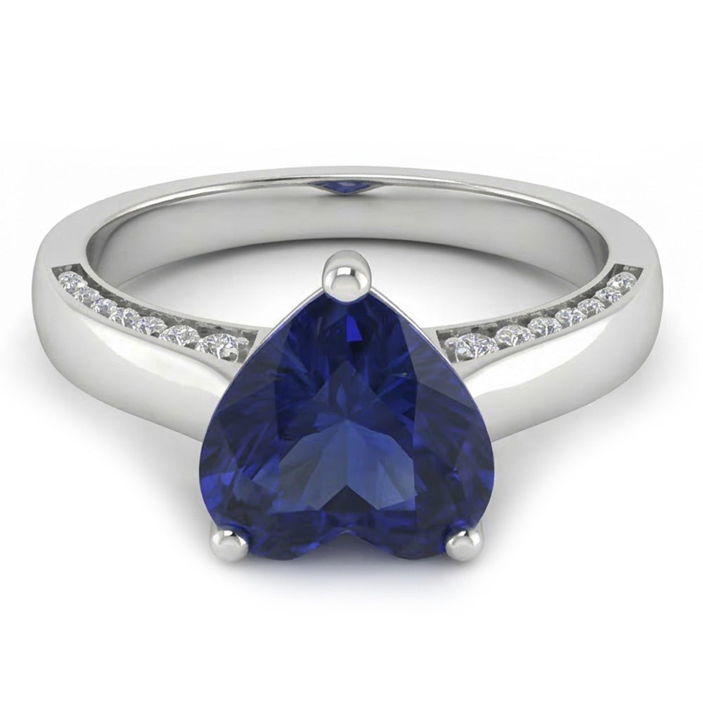 2.50 Carats Solitaire Ceylon Sapphire Ring Prong Set White Gold