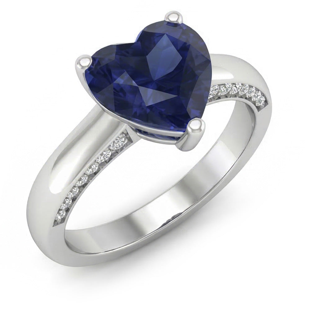 2.50 Carats Solitaire Ceylon Sapphire Ring Prong Set White Gold