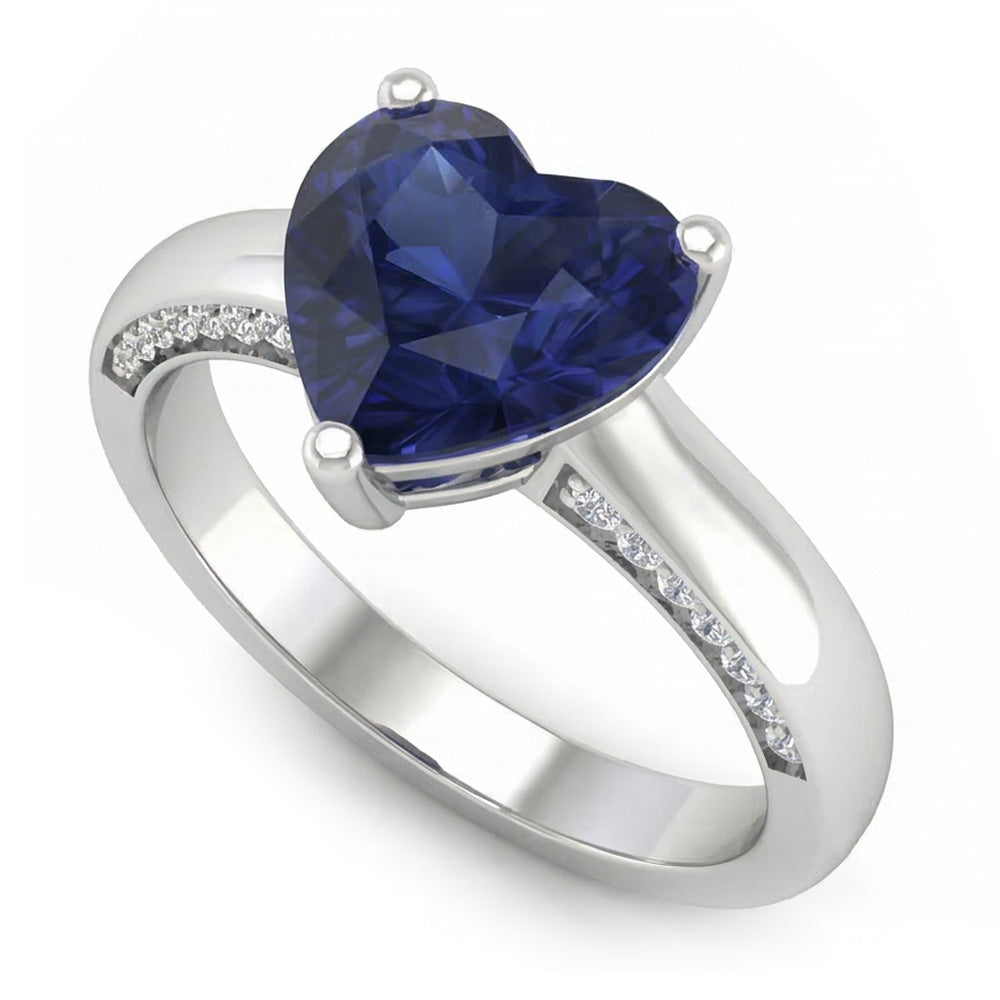 2.50 Carats Solitaire Ceylon Sapphire Ring Prong Set White Gold