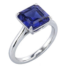 2.50 Carats Solitaire Gemstone Ring Asscher Ceylon Sapphire Gold 14K