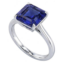 2.50 Carats Solitaire Gemstone Ring Asscher Ceylon Sapphire Gold 14K