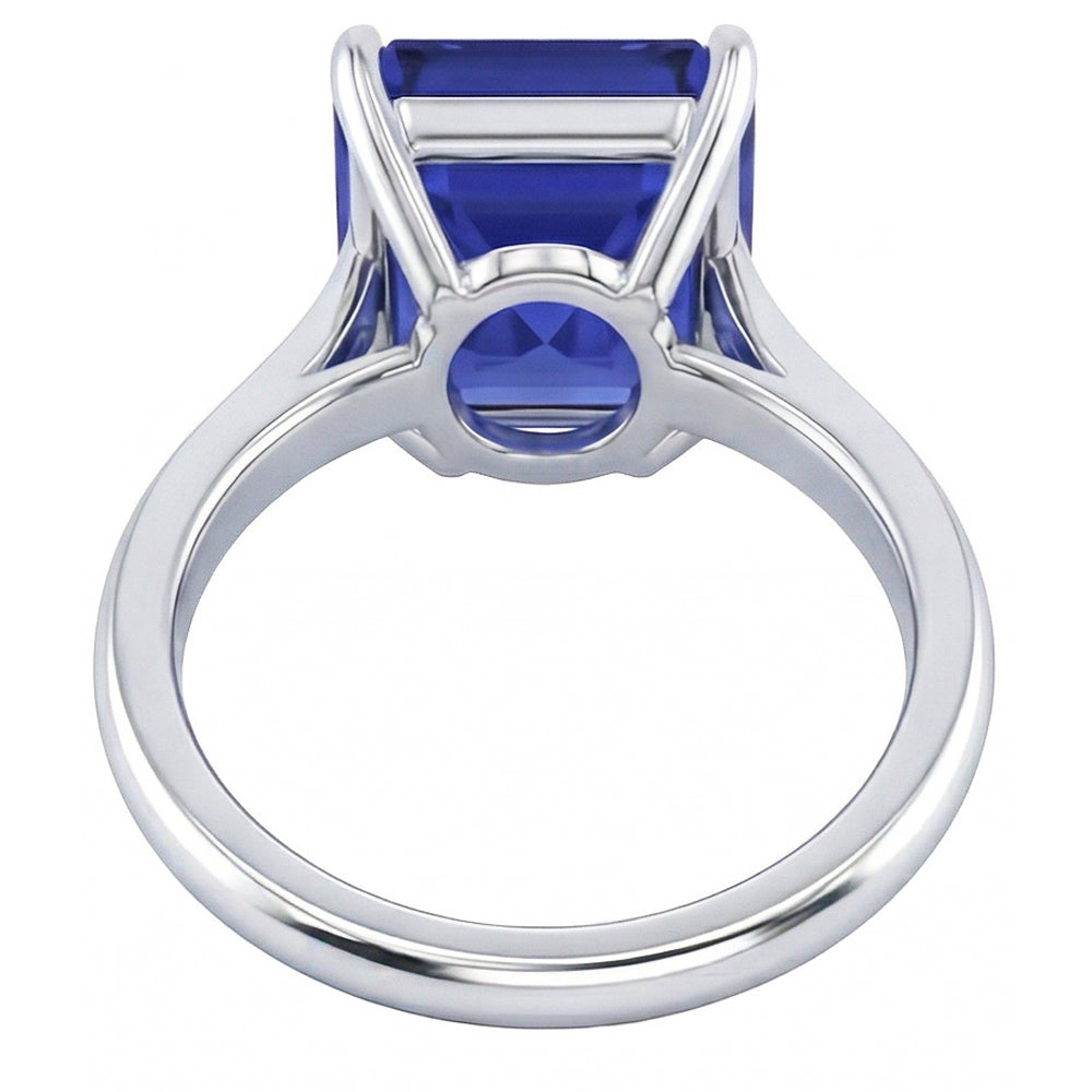 2.50 Carats Solitaire Gemstone Ring Asscher Ceylon Sapphire Gold 14K