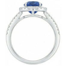 natural round sapphire 2.50ct ring on white background