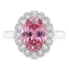 2.50 Ct Pink Sapphire And Round Natural Earth Mined Diamonds Anniversary Ring Gold