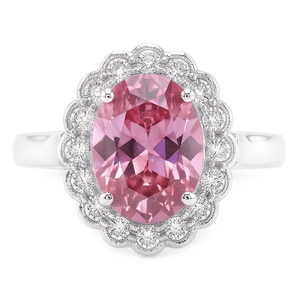 2.50 Ct Pink Sapphire And Round Natural Earth Mined Diamonds Anniversary Ring Gold