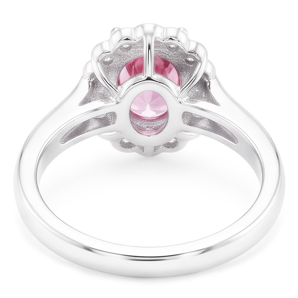 2.50 Ct Pink Sapphire And Round Natural Earth Mined Diamonds Anniversary Ring Gold