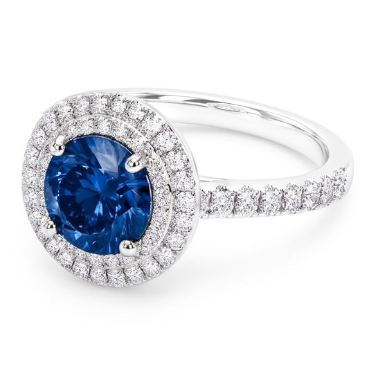 2.51 Carats Round Blue & White Natural Earth Mined Diamonds Wedding Ring Gemstone