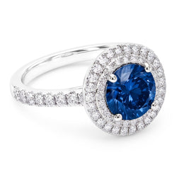 2.51 Carats Round Blue & White Natural Earth Mined Diamonds Wedding Ring Gemstone