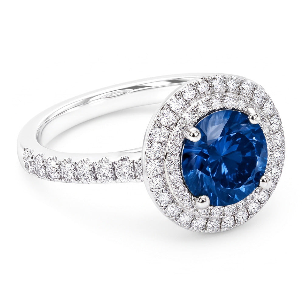 2.51 Carats Round Blue & White Natural Earth Mined Diamonds Wedding Ring Gemstone