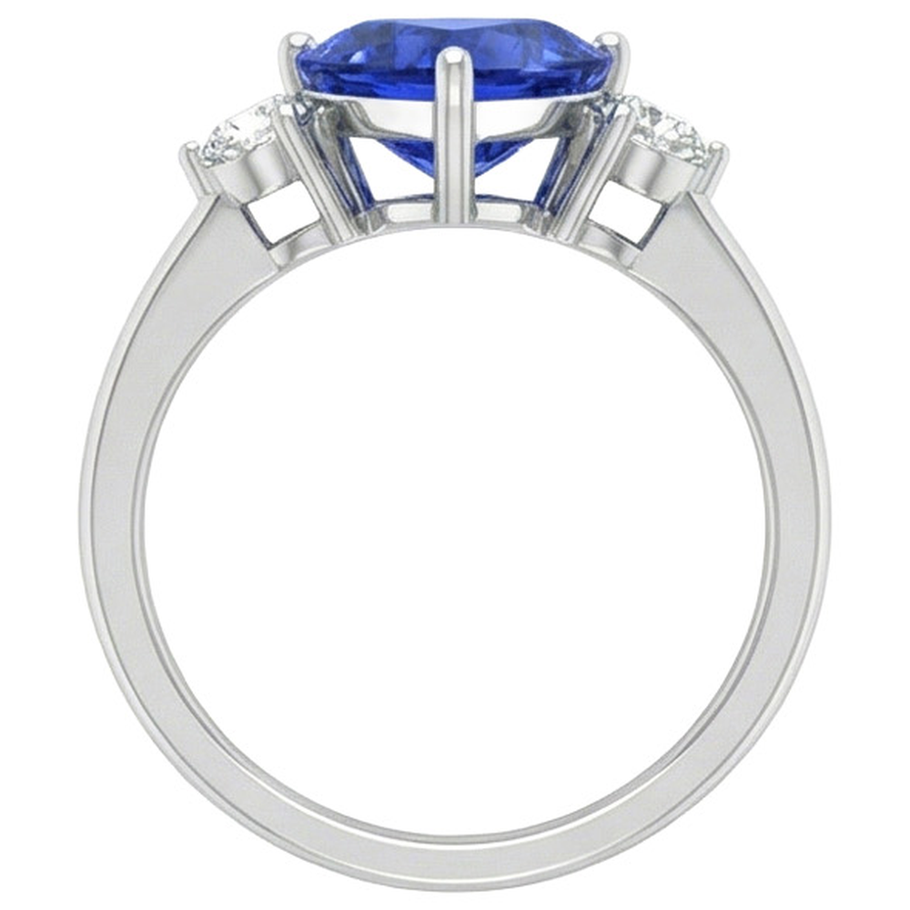 2.51 Ct. Ceylon Blue Sapphire Trillion Natural Earth Mined DIAMOND ( NOT LAB GROWN )s 3-Stone Ring