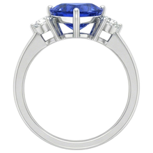 2.51 Ct. Ceylon Blue Sapphire Trillion Natural Earth Mined DIAMOND ( NOT LAB GROWN )s 3-Stone Ring