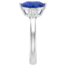 2.51 Ct. Ceylon Blue Sapphire Trillion Natural Earth Mined DIAMOND ( NOT LAB GROWN )s 3-Stone Ring