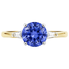 2.55 Carats Tanzanite And Baguette Natural Earth Mined DIAMOND ( NOT LAB GROWN )s Three Stone Ring 14K
