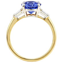 2.55 Carats Tanzanite And Baguette Natural Earth Mined DIAMOND ( NOT LAB GROWN )s Three Stone Ring 14K