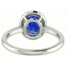 2.60 Carats Sapphire With Natural Earth Mined Diamond Ring White Gold 14K