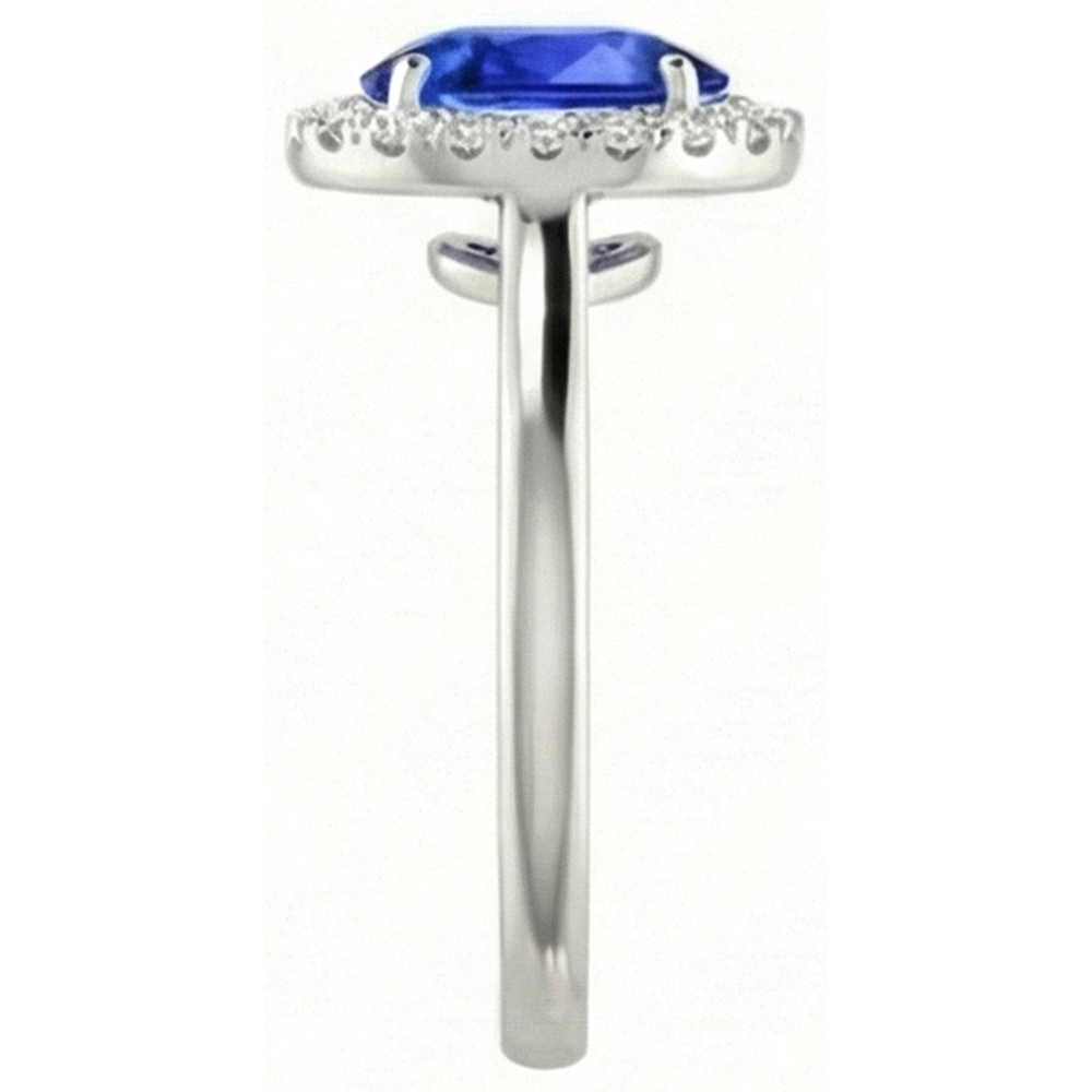 2.60 Carats Sapphire With Natural Earth Mined Diamond Ring White Gold 14K