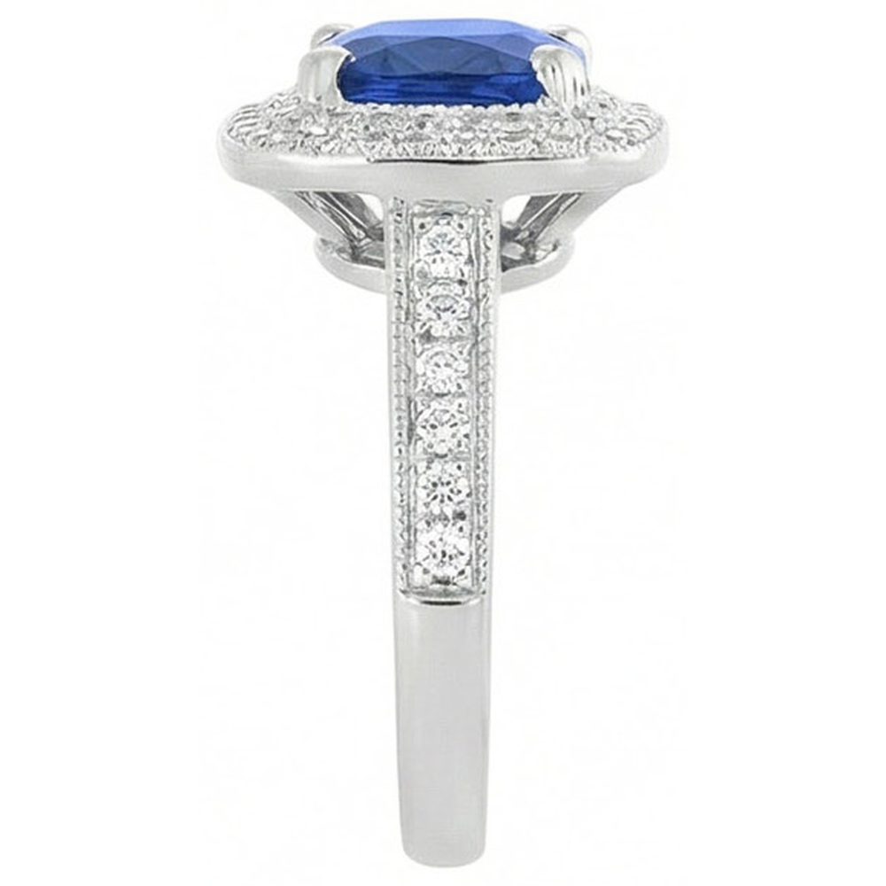 2.60 Ct Ceylon Sapphire And Natural Earth Mined Diamond Ring Gold White 14K