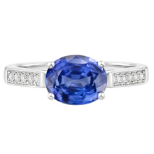 2.60 Ct Oval Sri Lanka Sapphire Natural Earth Mined DIAMOND ( NOT LAB GROWN )s Ring 14K White Gold