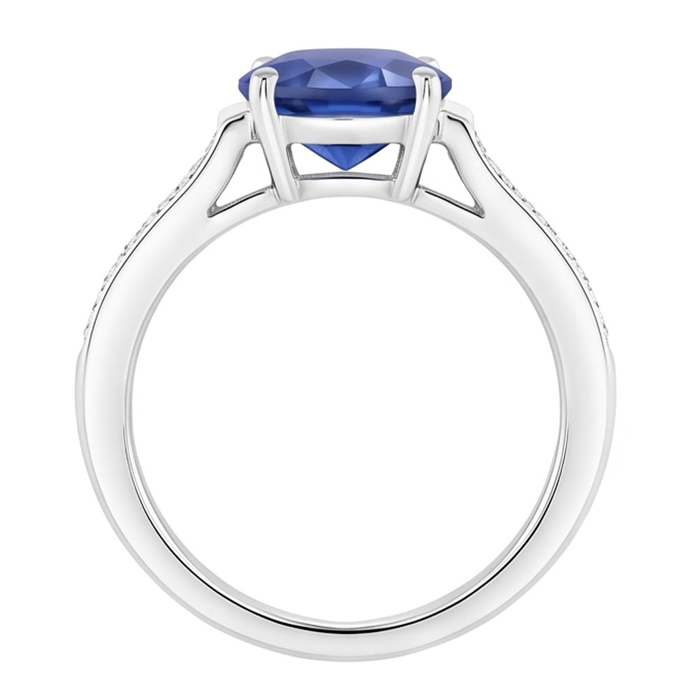 2.60 Ct Oval Sri Lanka Sapphire Natural Earth Mined DIAMOND ( NOT LAB GROWN )s Ring 14K White Gold