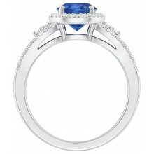 natural round sapphire 2.64ct ring on white background