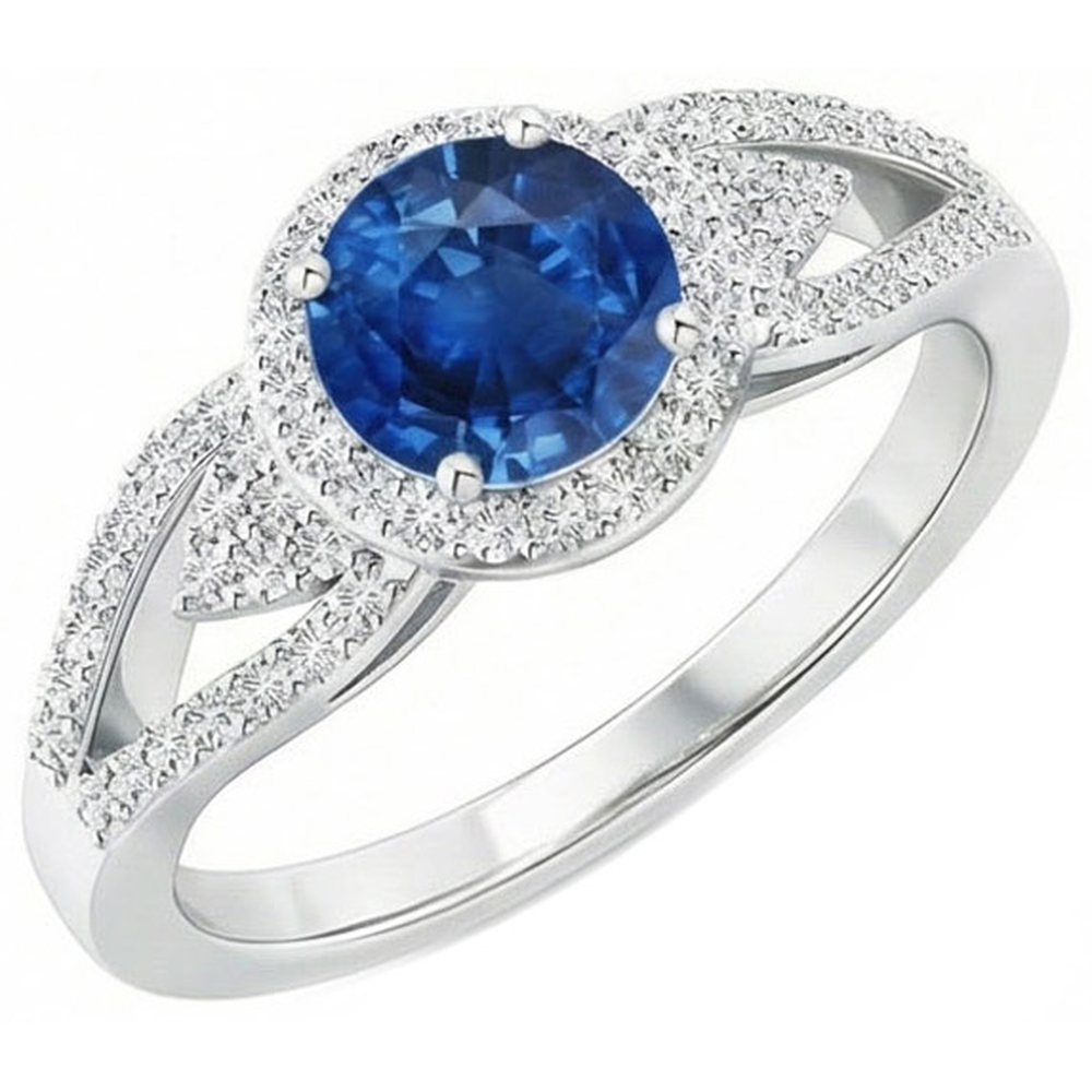natural round sapphire 2.64ct ring top view