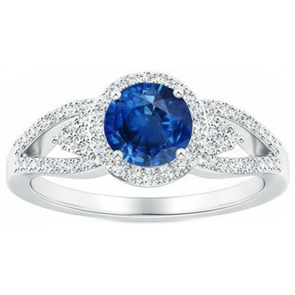 natural round sapphire 2.64ct ring side angle