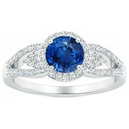 natural round sapphire 2.64ct ring side angle