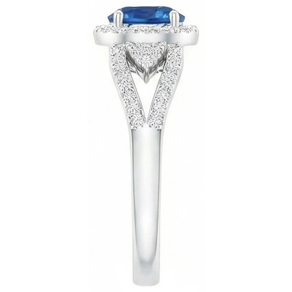 natural round sapphire 2.64ct ring profile view