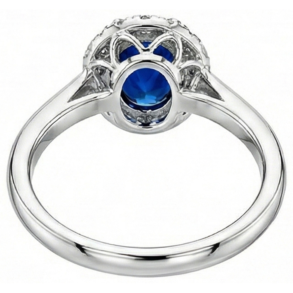 2.65 Carats Ceylon Sapphire With Natural Earth Mined Diamonds Ring White Gold 14K