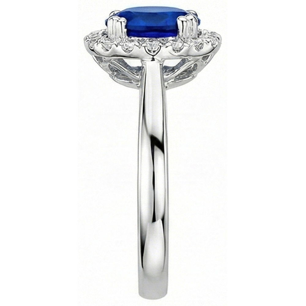 2.65 Carats Ceylon Sapphire With Natural Earth Mined Diamonds Ring White Gold 14K