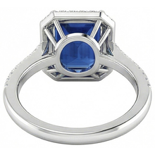 2.70 Carats Blue Emerald Cut Sapphire With Natural Earth Mined DIAMOND ( NOT LAB GROWN ) Ring 14K White Gold