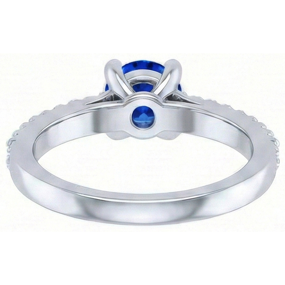 2.70 Carats Ceylon Sapphire And Natural Earth Mined Diamonds Wedding Ring