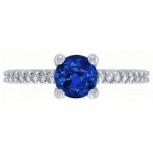 2.70 Carats Ceylon Sapphire And Natural Earth Mined Diamonds Wedding Ring