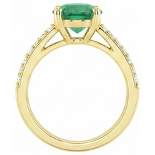 2.70 Carats Green Emerald With Natural Earth Mined Diamond 14K Yellow Gold Engagement Ring