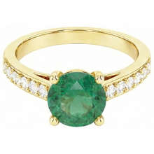 2.70 Carats Green Emerald With Natural Earth Mined Diamond 14K Yellow Gold Engagement Ring